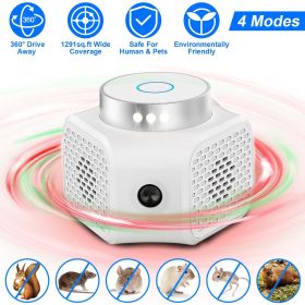Indoor Ultrasonic Electronic Device, Dual Ultrasonic Speakers with 2235KHz & 25KHz Frequency, 4 Operation Modes, 9LED Strobe Light