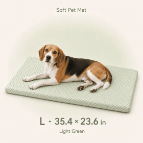 Summer Dog Bed Mat with Removable Machine-Washable Cover, Cushioned Foam Pet Mattress, Non-Slip Crate Kennel Pad for Cats, Small Medium Dogs (Color: Green, size: L)